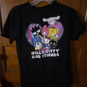 Hello Kitty and Friends Black Tee with Colorful Characters